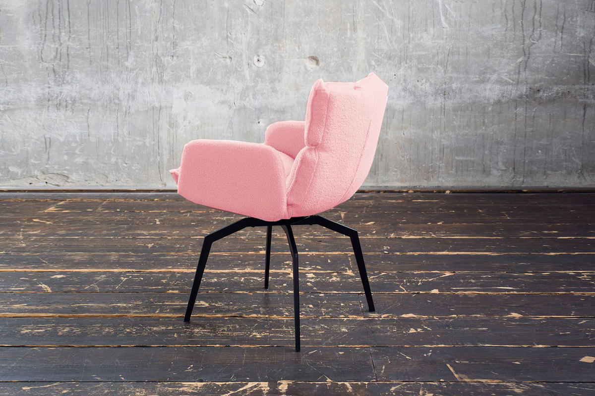 ESSZIMMERSTUHL BARO Pink Webstoff Drehbar (360°) (1er-Set) - Pink/Rosa, Kunststoff/Textil (59/86/65cm) - KAWOLA