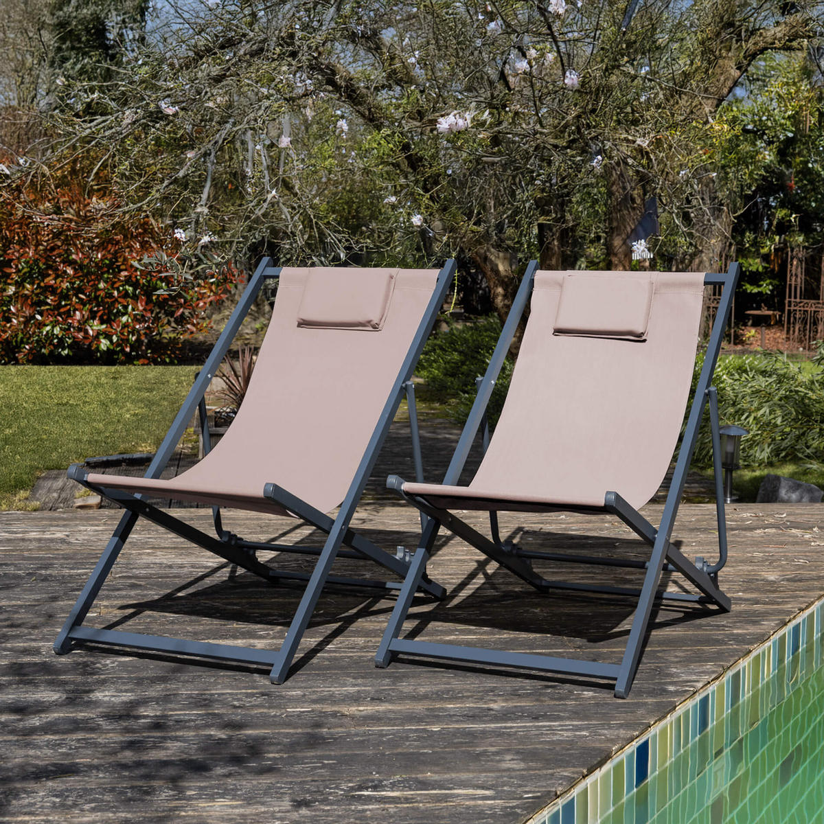 GARTEN-RELAXSESSEL Beige 58/92/93 cm - Beige, Metall (58/93/92cm) - Mobili Rebecca