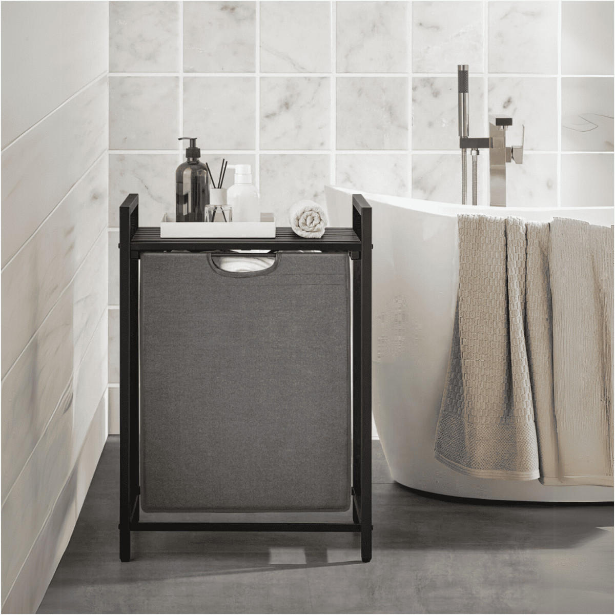 WÄSCHEKORB 1 Schublade - L50 cm - Anthrazit, Holzwerkstoff (33/76/50cm) - Calicosy