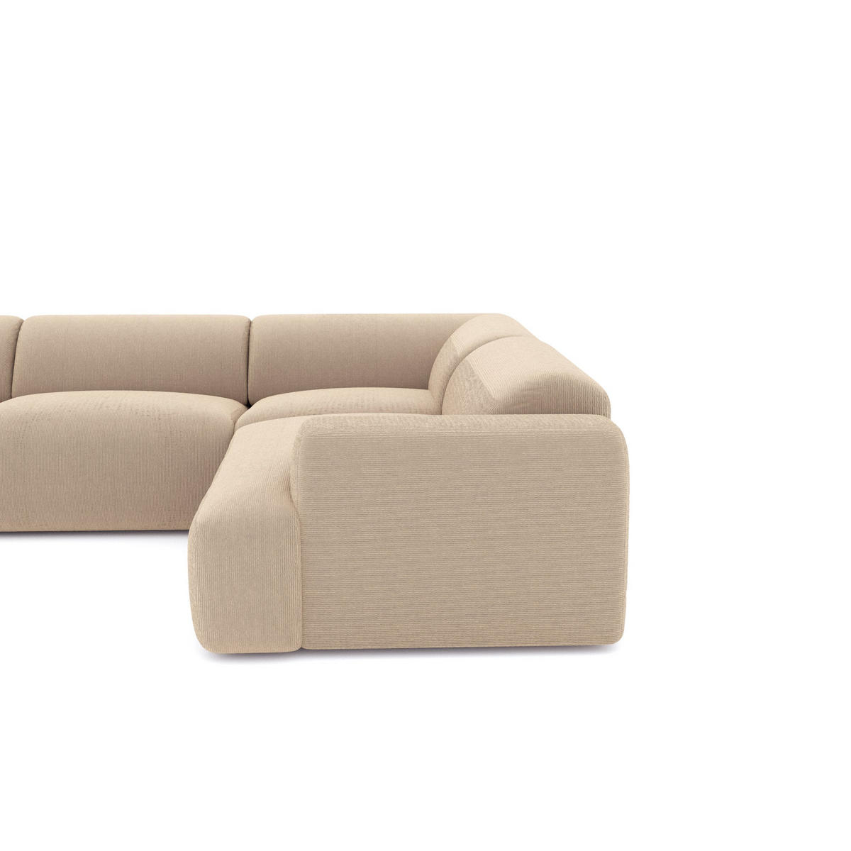 WOHNLANDSCHAFT Gerippter Samt Beige 354cm - Beige, Textil (354/73/200cm) - Sia Home