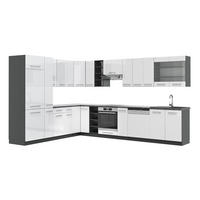 ECKKÜCHE Fame-Line Weiß Hochglanz/Anthrazit 347 x 257 cm, AP Anthrazit - Weiß Hochglanz/Anthrazit, Holzwerkstoff (347/81.6/60cm) - Vicco