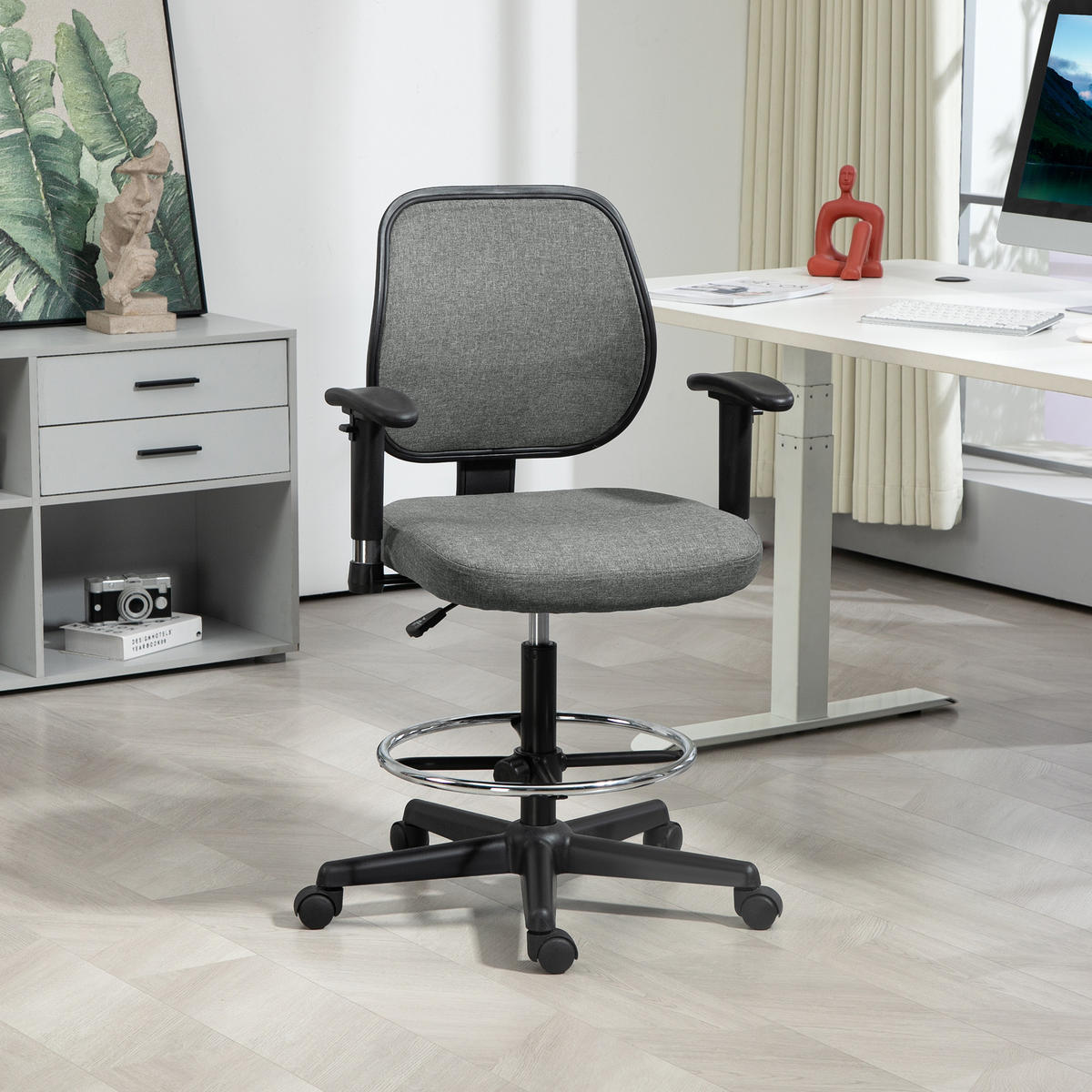 DREHSTUHL DE-11697 60/57/97-119 cm Grau - Grau, Textil (57/119/60cm) - ComfortXL