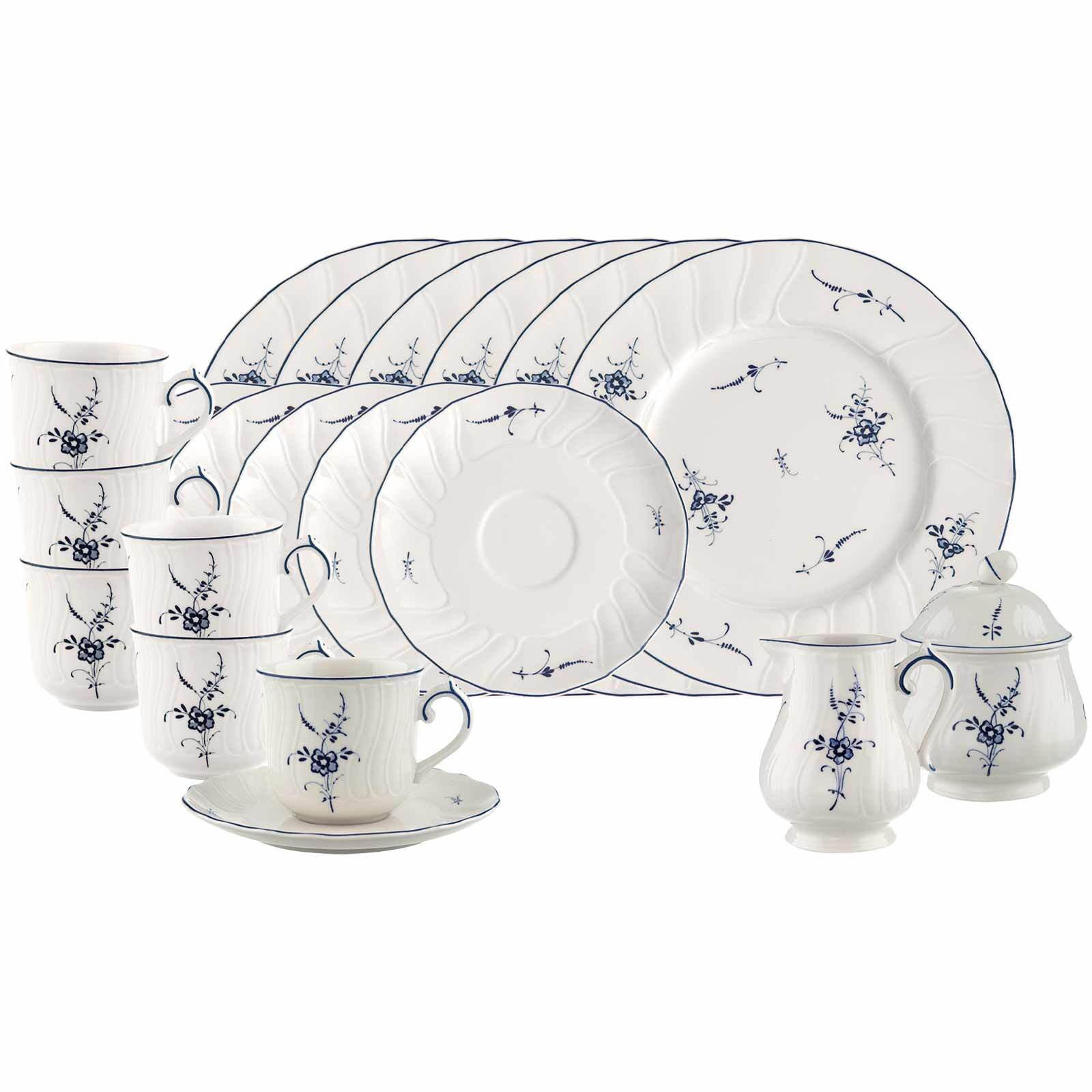KAFFEESERVICE Vieux Luxembourg weiß-blau 20er Set - Blau/Weiß, Keramik (2/2/2cm) - Villeroy & Boch