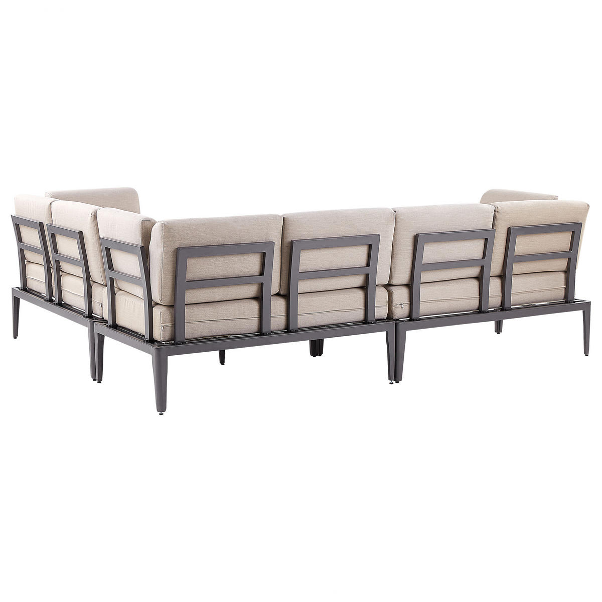 LOUNGE SET 6-Sitzer grau rechtsseitig modular Auflagen beige Rima III - Grau, Metall - Beliani