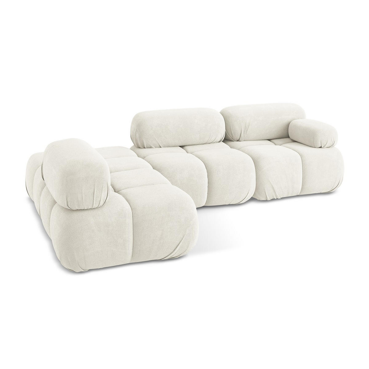 ECKSOFA Links Chenille Stoff Weiß - Pink/Schwarz, Kunststoff/Textil (190/285cm) - LaMiaSofa