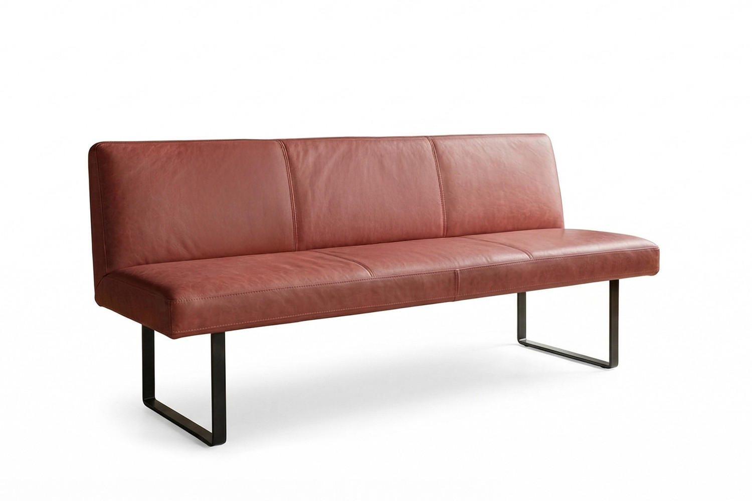 ESSZIMMERBANK ELEEN Rot Leder - Rot, Leder (243/85/69cm) - KAWOLA