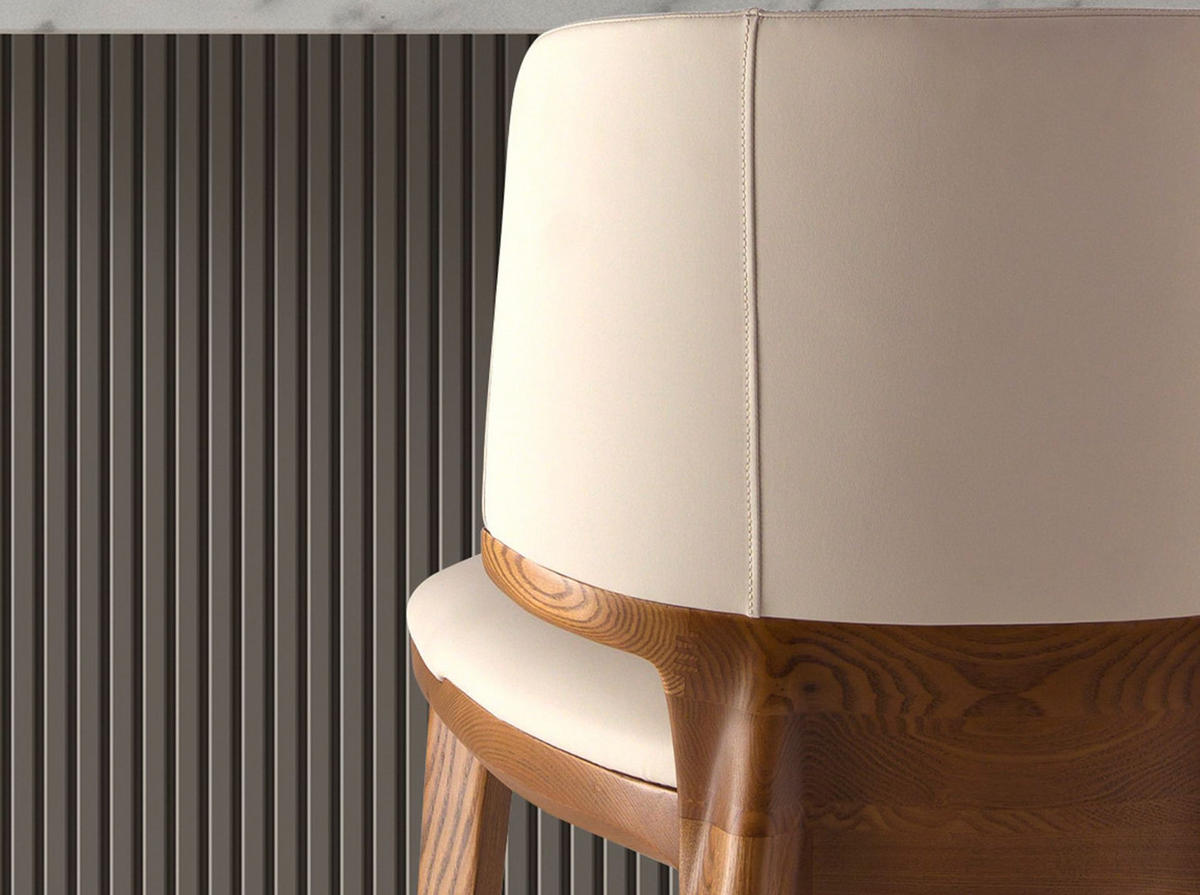 BARHOCKER Creme Kunstlederhocker 51/55/107 cm - Wildeiche/Beige, Leder/Holz (51/107/55cm) - ANGEL CERDA