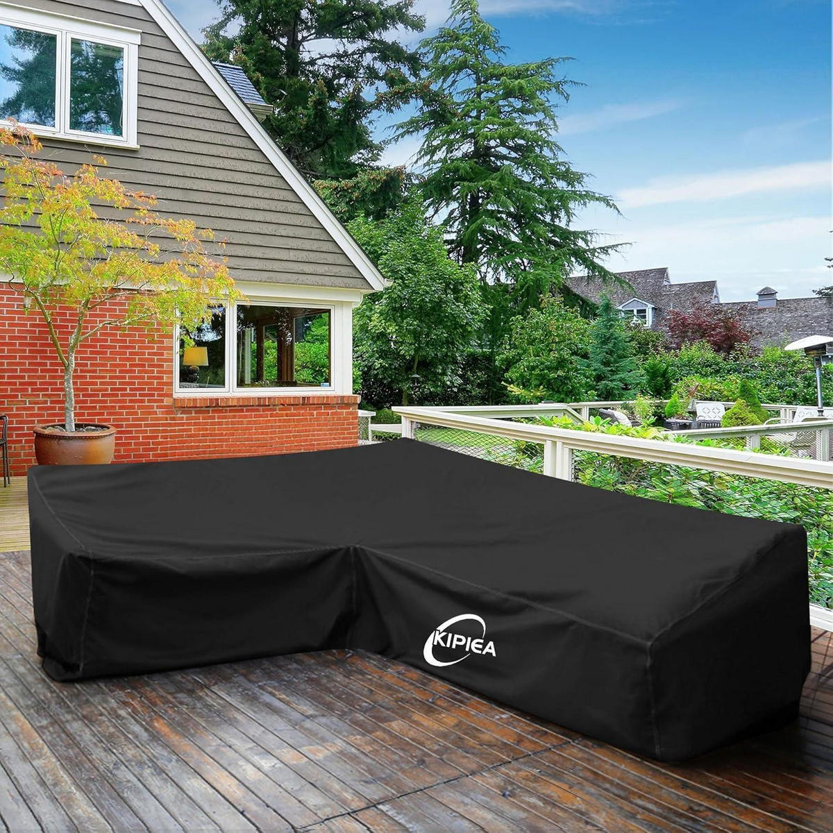 ABDECKHAUBE Terrassen-V-förmig 215,9 x 216 x 85 cm - Schwarz, Textil (216/85/216cm)
