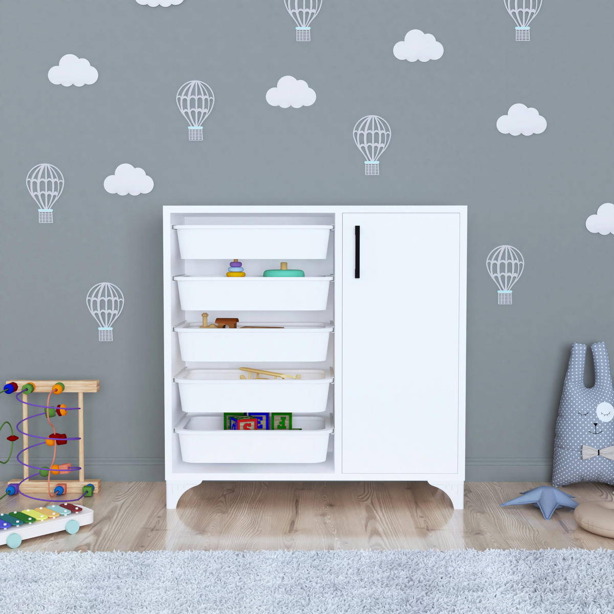 BEISTELLSCHRANK Aurland - Weiß, Holzwerkstoff (77/78.5/30cm) - [en.casa]
