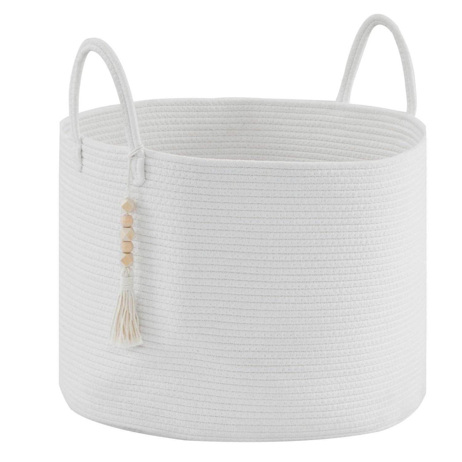 WÄSCHEKORB 65L Baumwollseil Weiß 50 x 33 cm - Weiß, Textil (50/33/50cm)