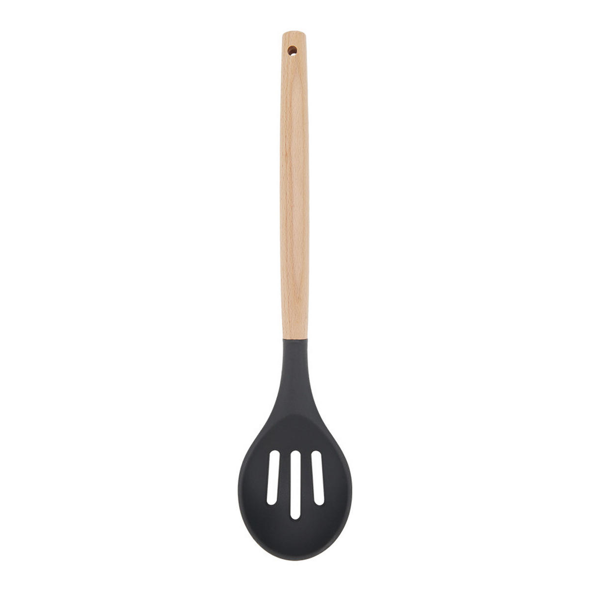 KÜCHENUTENSILIEN 11er-Set aus Silikon mit Holzhandgriff in Dunkelgrau Komplettes Küchen-Set Platzsparende Aufbewahrung - Dunkelgrau, Holz/Kunststoff (13/34/12.5cm) - Livingandhome