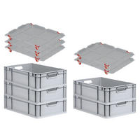 EUROBOX 5x Nextgen Economy Mit Auflagedeckel Grau/Rot Griffe Offen 34 Liter - Rot, Kunststoff (40/17/60cm) - PROREGAL