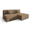 ECKSOFA FIORO M Beige Velours-Stoff mit Schlaffunktion - Beige, Holz (204/148cm) - MASSENO
