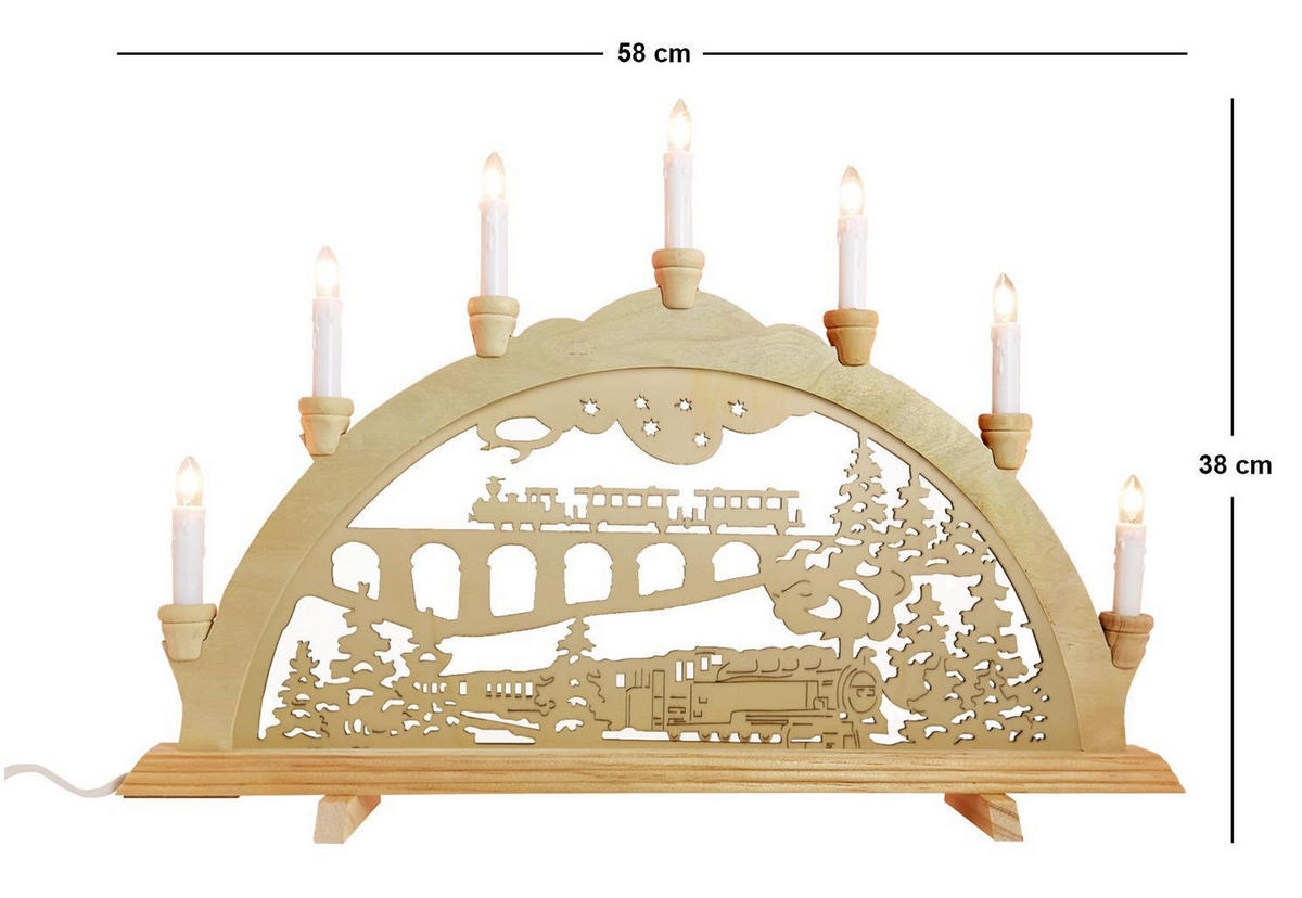 SCHWIBBOGEN Eisenbahn 7-flammig - Multicolor, Holz (0.1/1/0.1cm) - Dekoteam24
