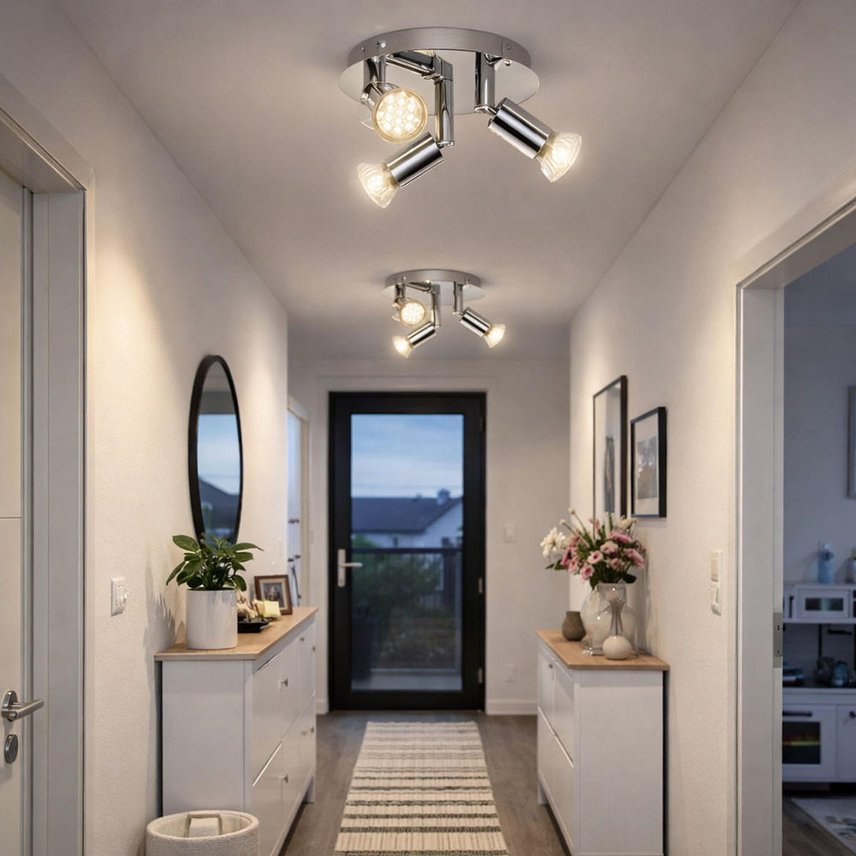 LED DECKENLEUCHTE Chrom Bewegliche Spots - Silberfarben, Metall (16/16/7.4cm)