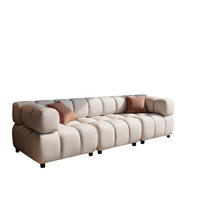 SOFA 4-Sitzer Modular, Couch, Veloursstoff Bluvel, Creme, Bolla - Creme, Holz (192/71/96cm) - Kaiser Möbel