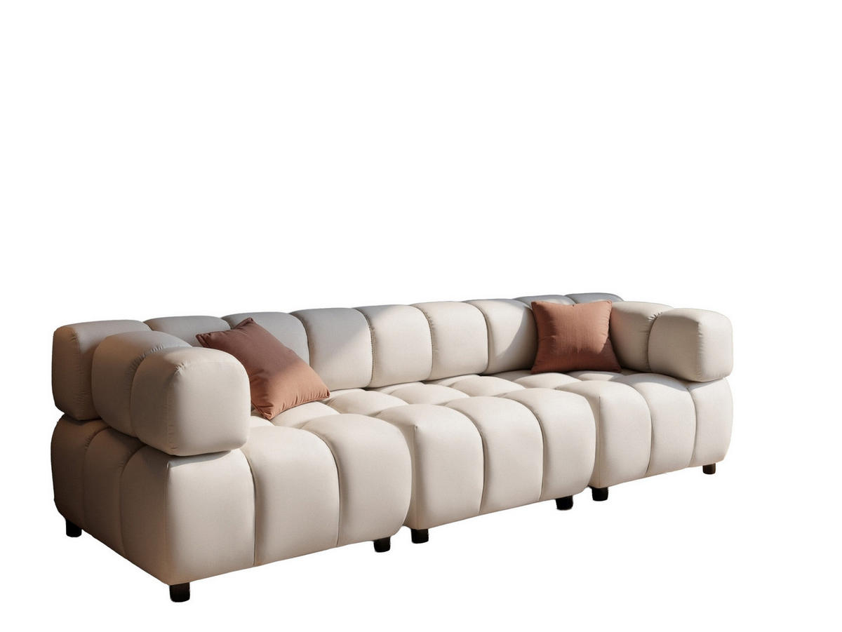 SOFA 4-Sitzer Modular, Couch, Veloursstoff Bluvel, Creme, Bolla - Creme, Holz (192/71/96cm) - Kaiser Möbel