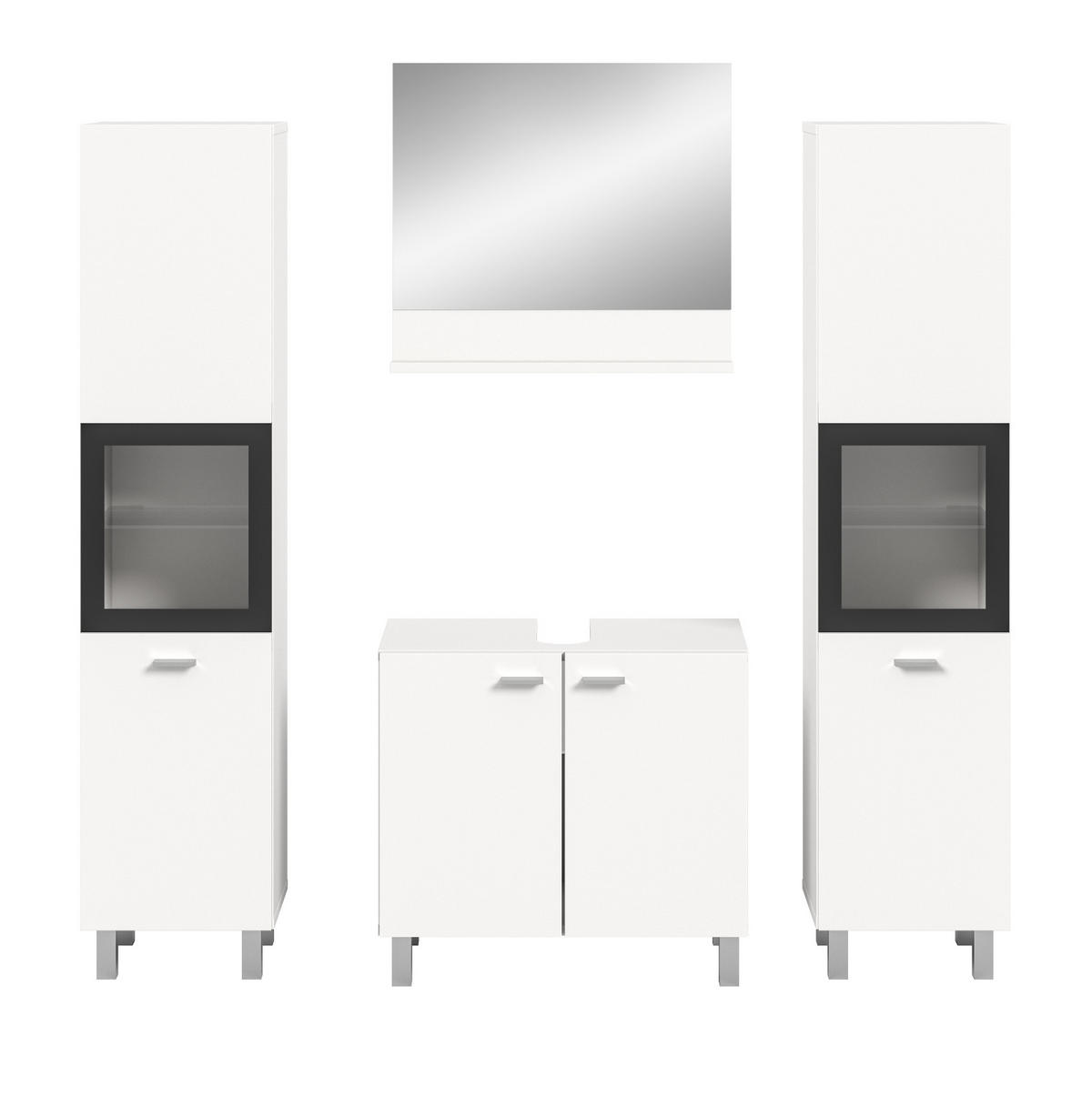 BADMÖBEL-SET weiß 4-teilig 140 cm, Kombination hängend oder stehend - Weiß, Glas/Holzwerkstoff (137/186/33cm) - Inn.Furn