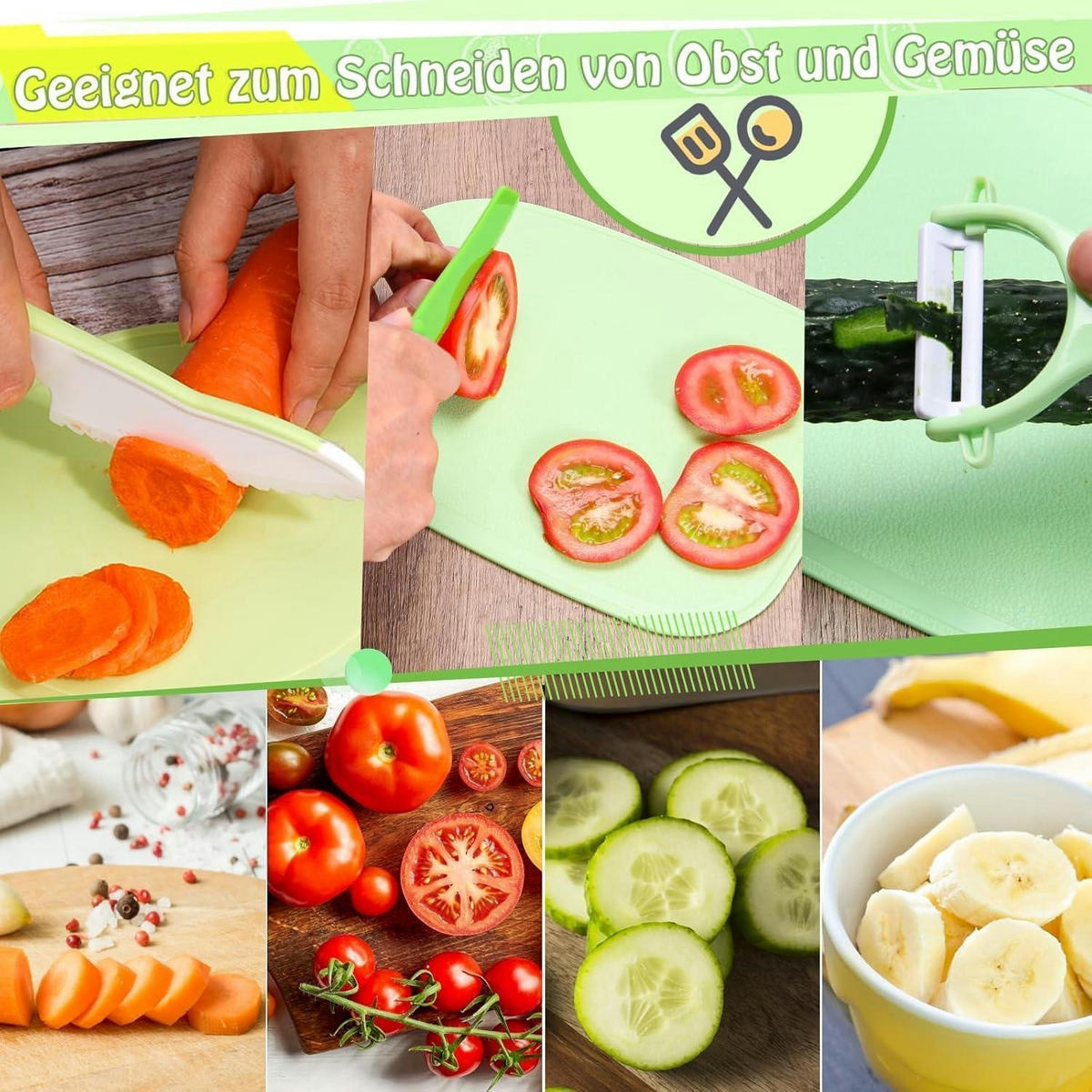 KINDERMESSER Set 5-teilig BPA-frei - Multicolor, Kunststoff