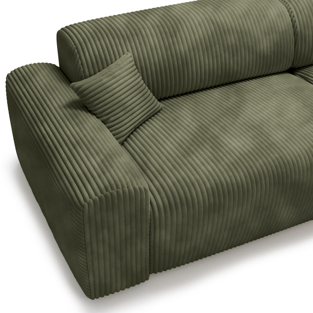 ECKSOFA mit Longchair - Cord - Schwarz/Grün, Kunststoff/Textil (284/178cm) - home24