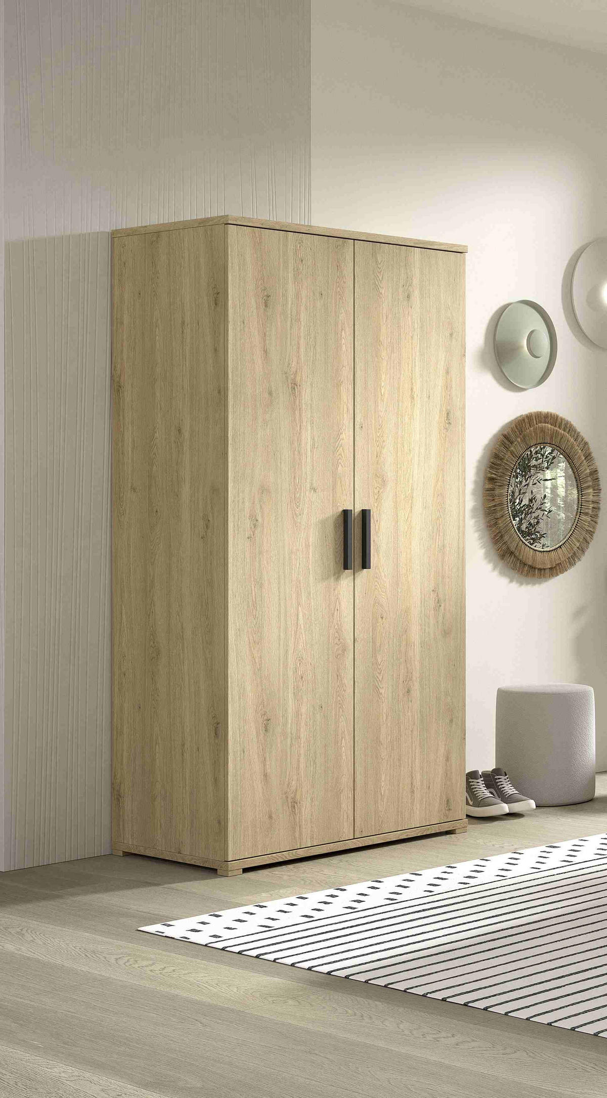 KLEIDERSCHRANK Keelia Eiche Melamin 2 trg Stauraum - Eichefarben, Kunststoff (101/199/59cm) - 58aufmkessel