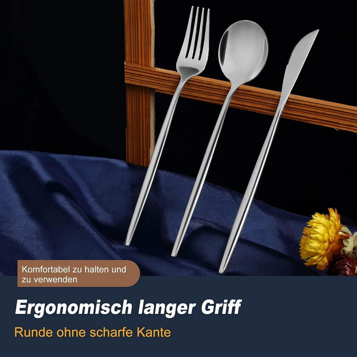 BESTECKSET 60-teilig für 12 Personen Edelstahl spülmaschinenfest - Silberfarben, Metall