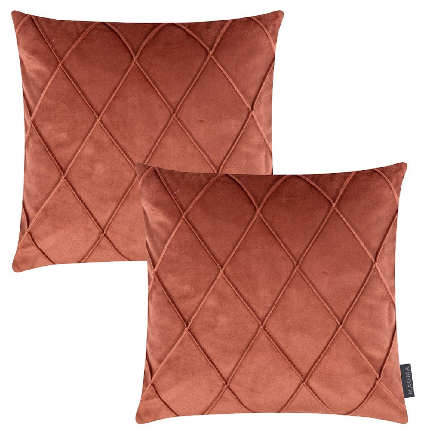 KISSENHÜLLE 2er Set Nobless Rauten 50/50 cm terracotta - Terra cotta, Textil (50/50cm) - Magma Heimtexx