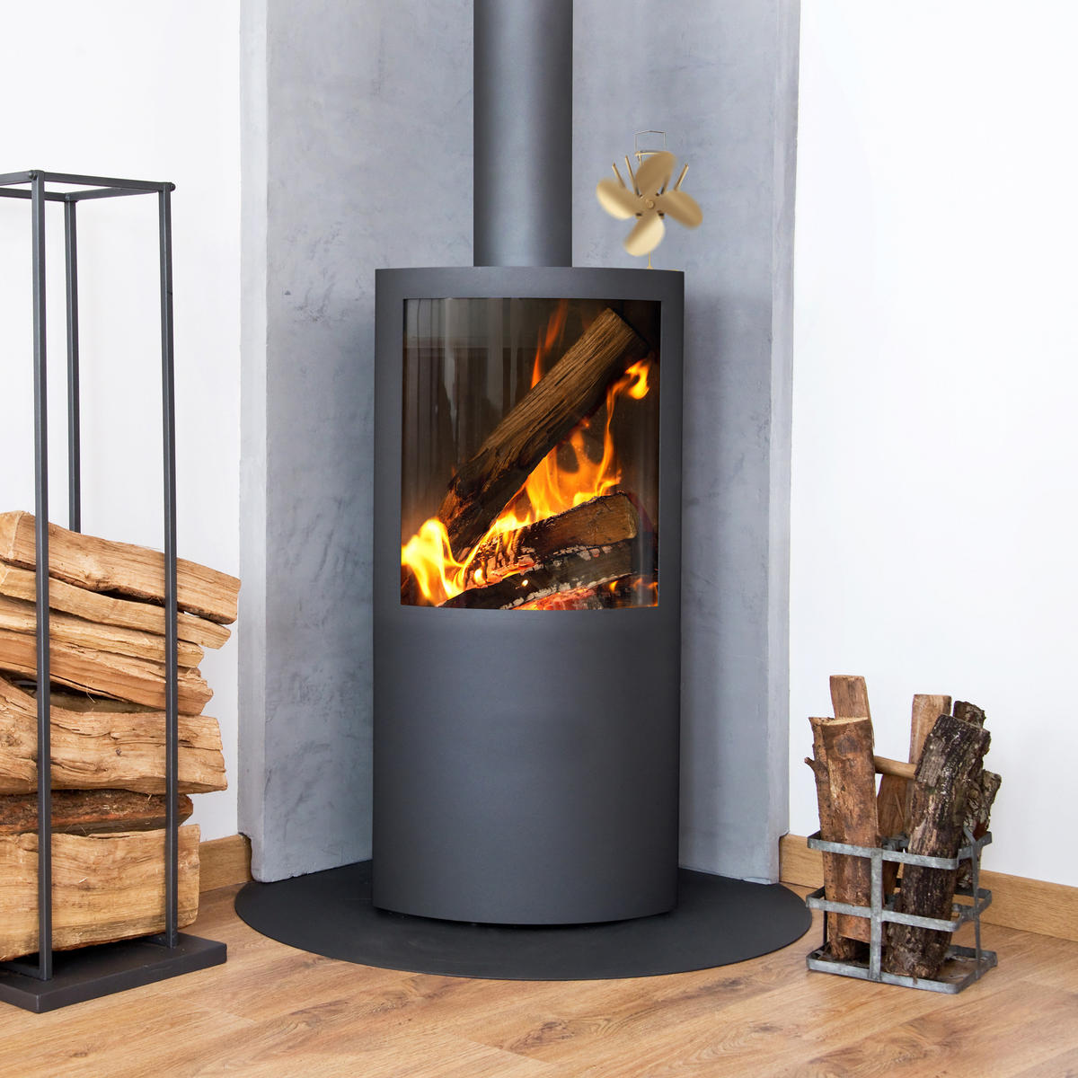 OFENVENTILATOR - Hellbraun, Metall (19/26/12cm) - Relaxdays