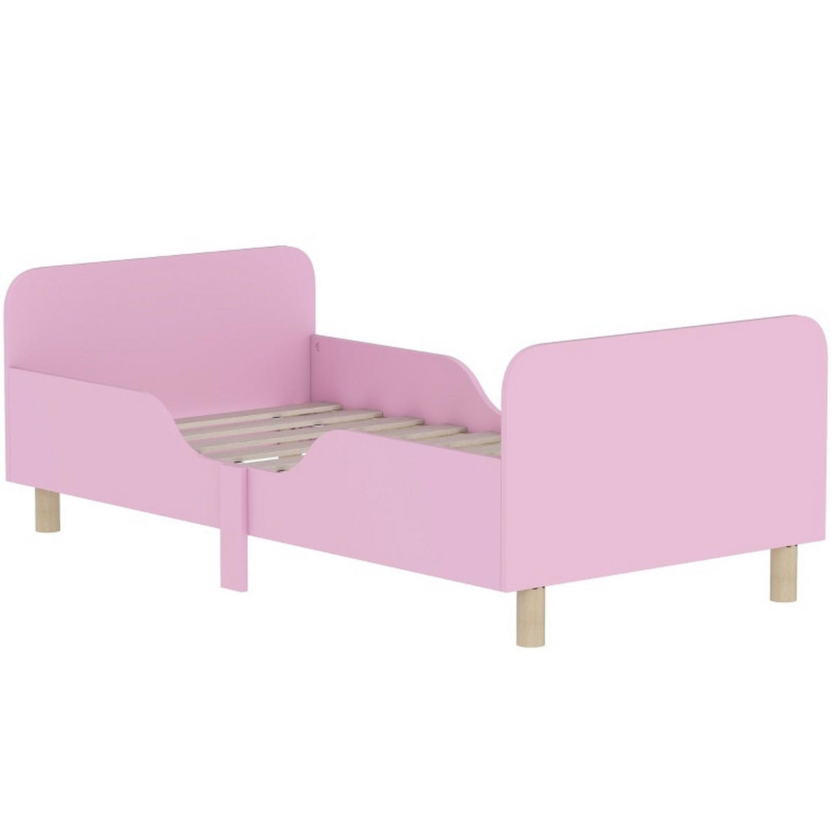 KINDERBETT 143,5/74,2/50 cm aus MDF und Kiefernholz mit Rausfallschutz Rosa - Pink, Holz (70/140cm) - Modenvie