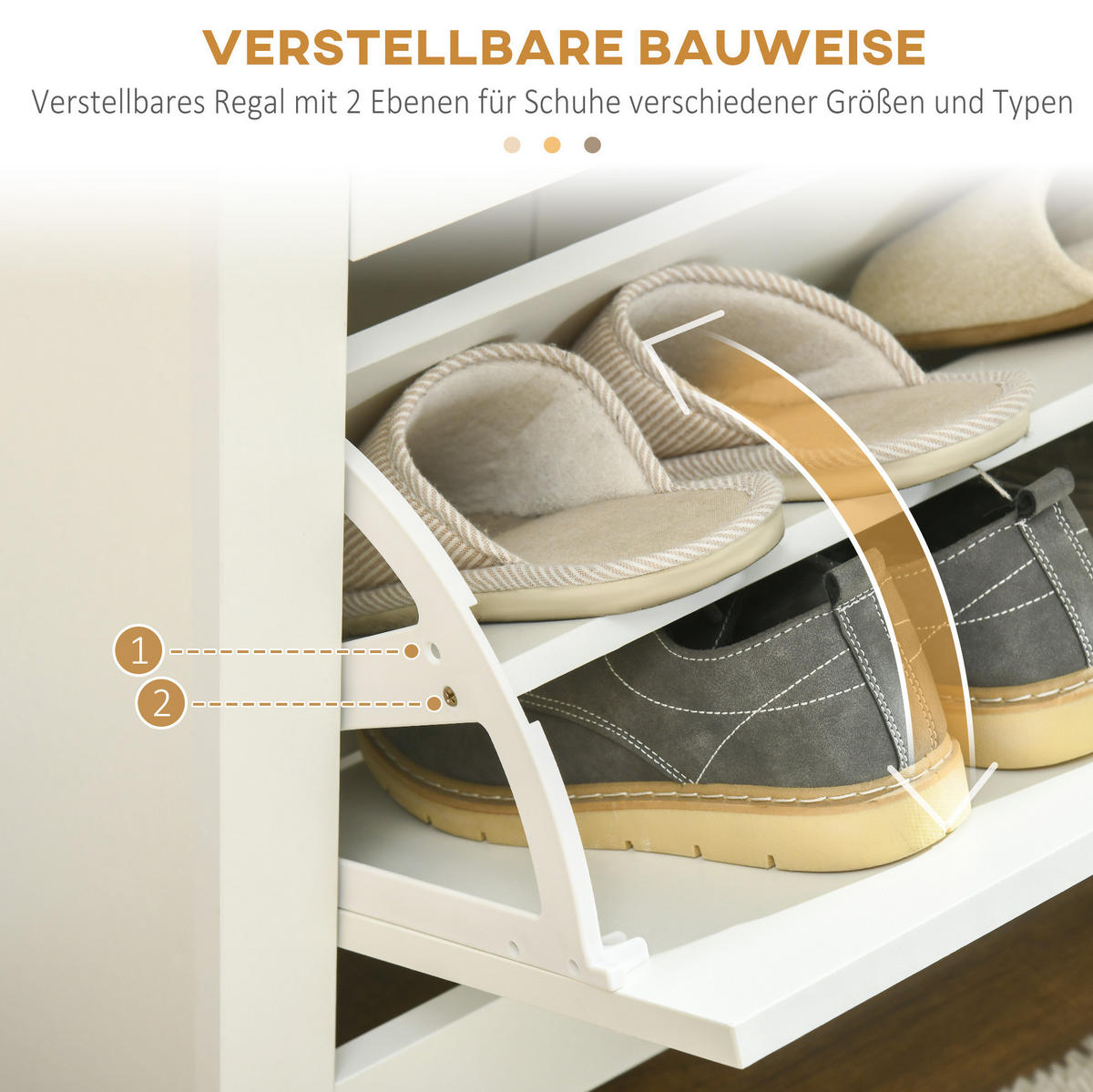 SCHUHSCHRANK mit 3 Klappen 72/26/112 cm in Weiß, platzsparend - Weiß, Holzwerkstoff (72/112/26cm) - BEAOK
