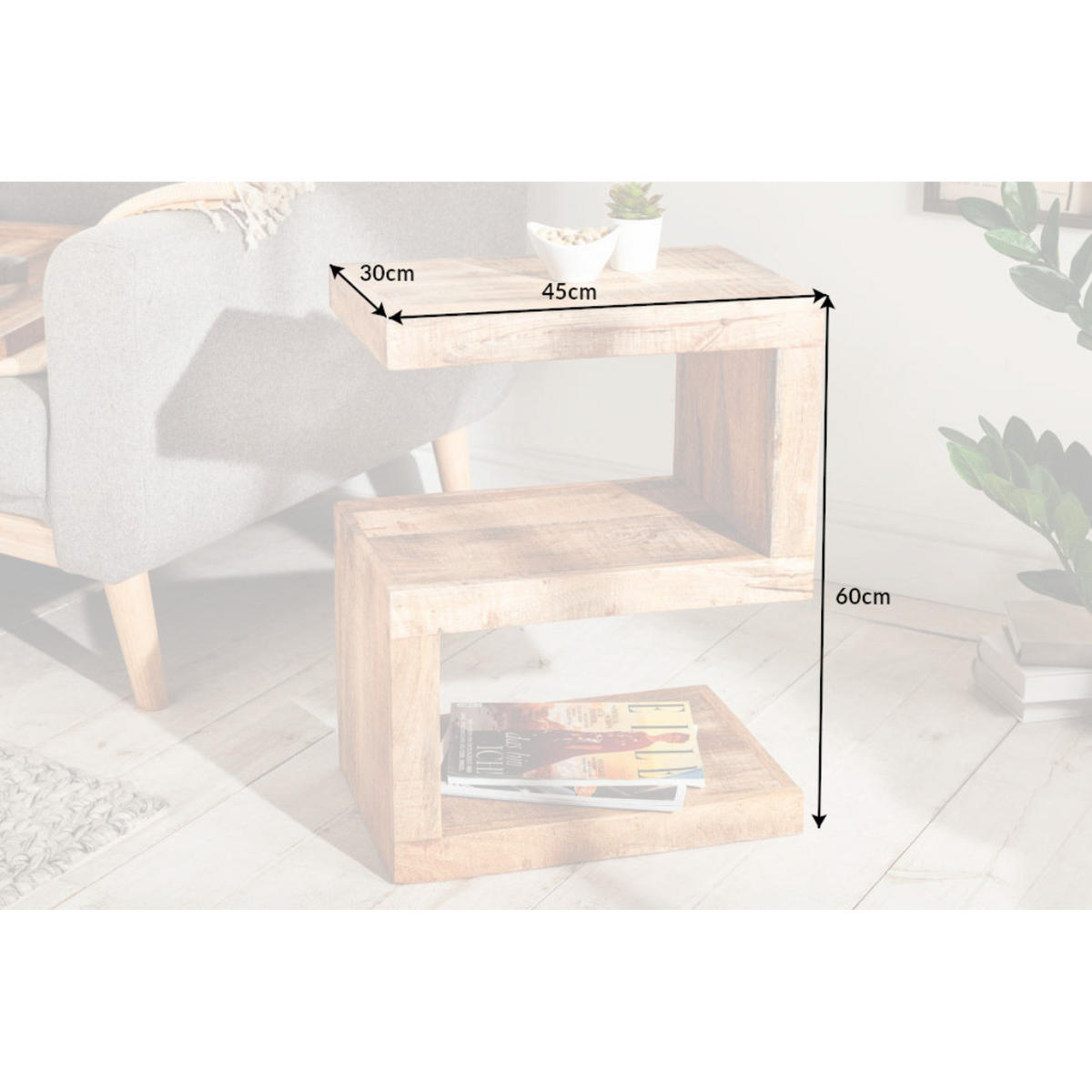 BEISTELLTISCH S Mango 60 cm - Braun, Holz (30/45/60cm) - riess-ambiente