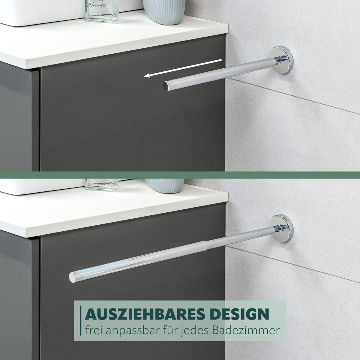 TELESKOPHANDTUCHSTANGE LUCENTE Edelstahl - Chromfarben, Metall (6/6/50cm) - bremermann