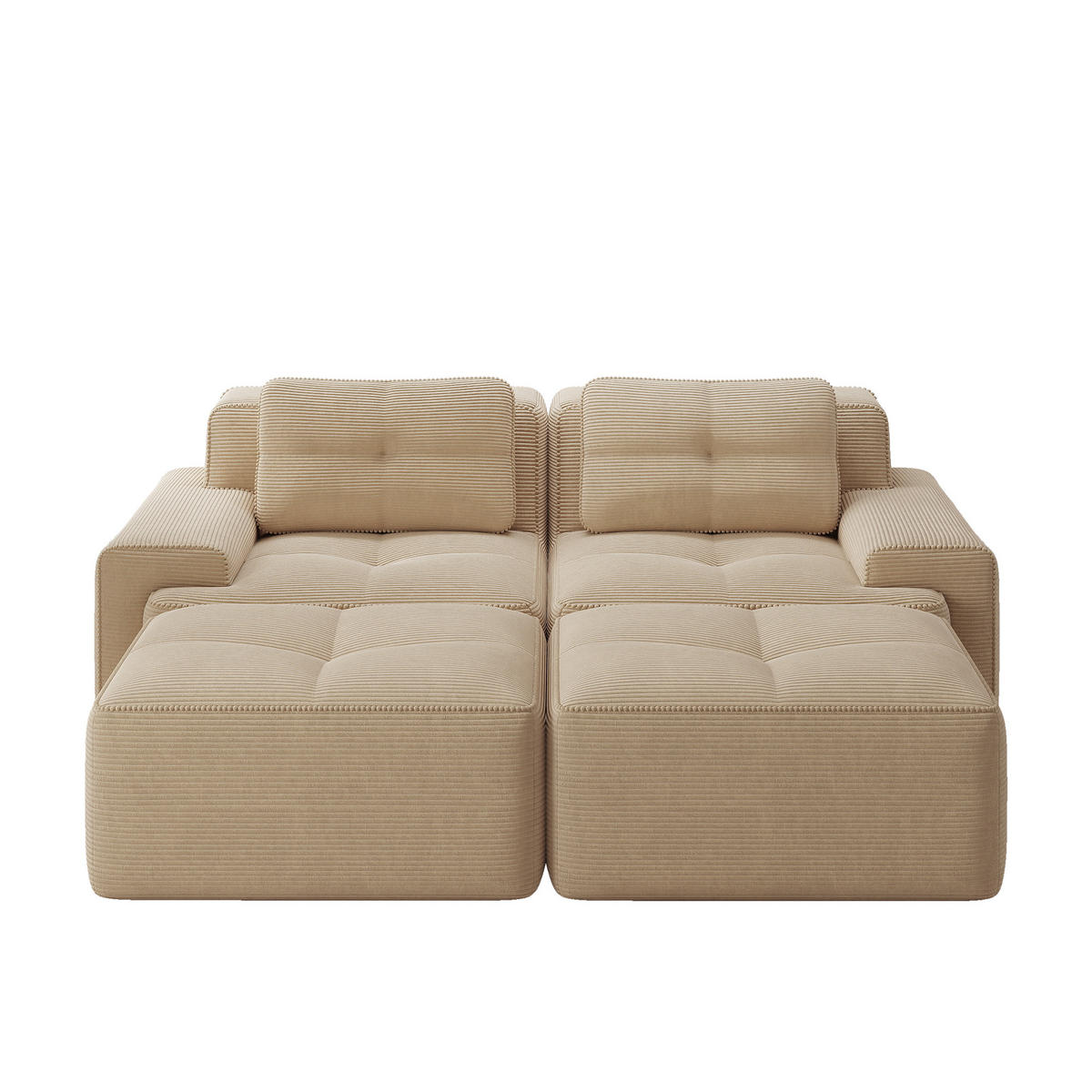 WOHNLANDSCHAFT DE-34113 2-Sitzer mit Ottoman Beige - Beige, Textil (177/69/204cm) - ComfortXL