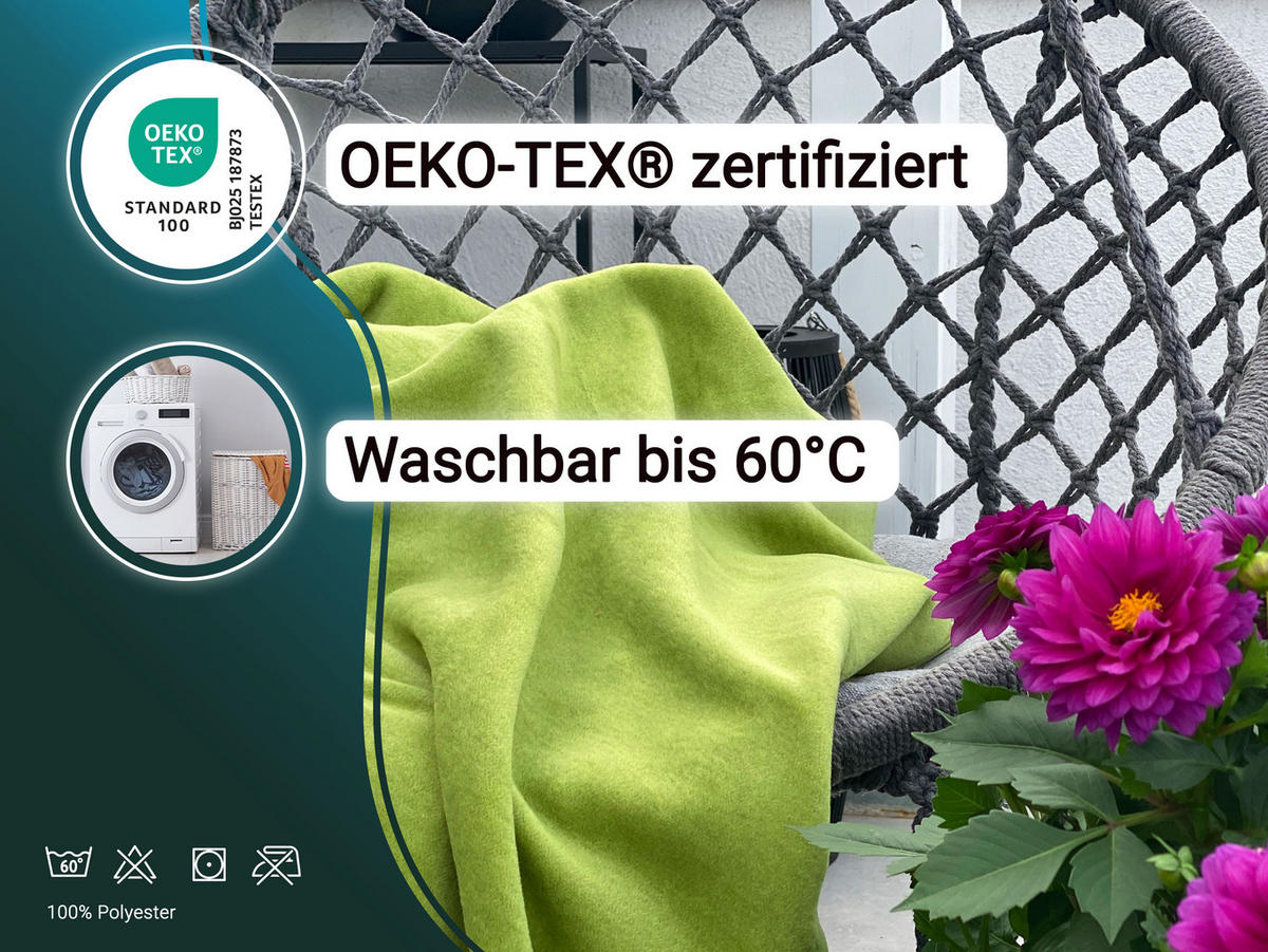 KUSCHELDECKE, 130x170 cm, 100% Polyester, Grün - Hellgrün, Textil (130/170cm) - Zollner