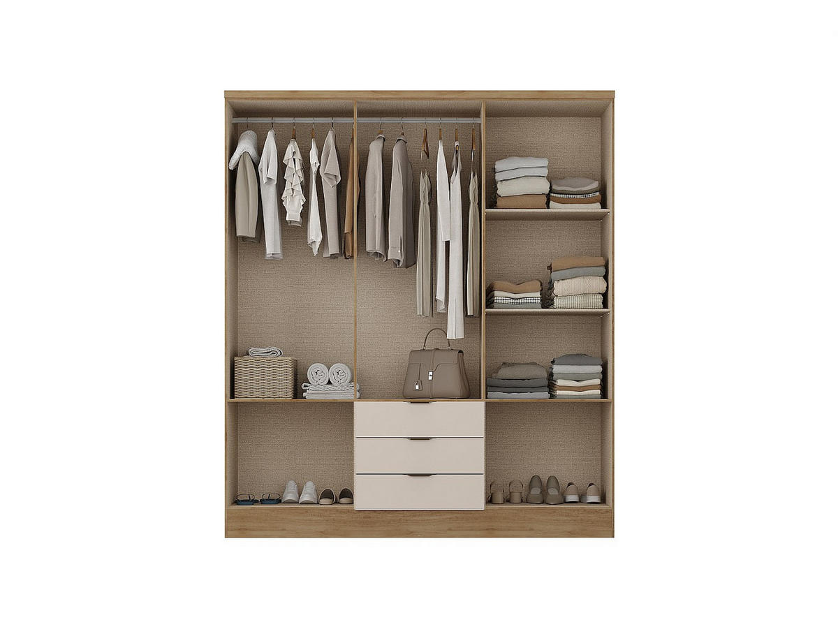 KLEIDERSCHRANK - 180 cm x 46.5 cm - Holz, Platte - Beige, Naturfarben Hell PEROLI - Beige/Naturfarben, Holz (180/206/46.5cm) - Vente-Unique