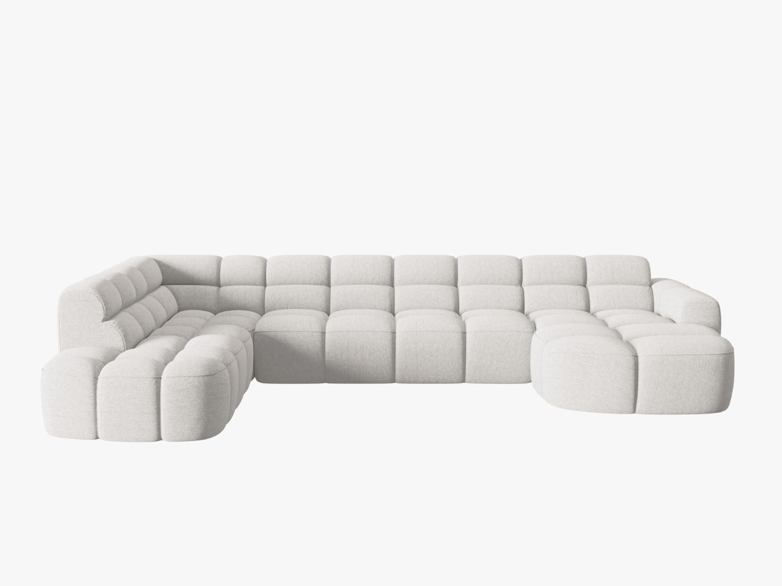 PANORAMASOFA links Lisa aus strukturiertem Stoff hellgrau 7 Sitzplätze - Hellgrau, Textil (234/77/387cm) - Micadoni