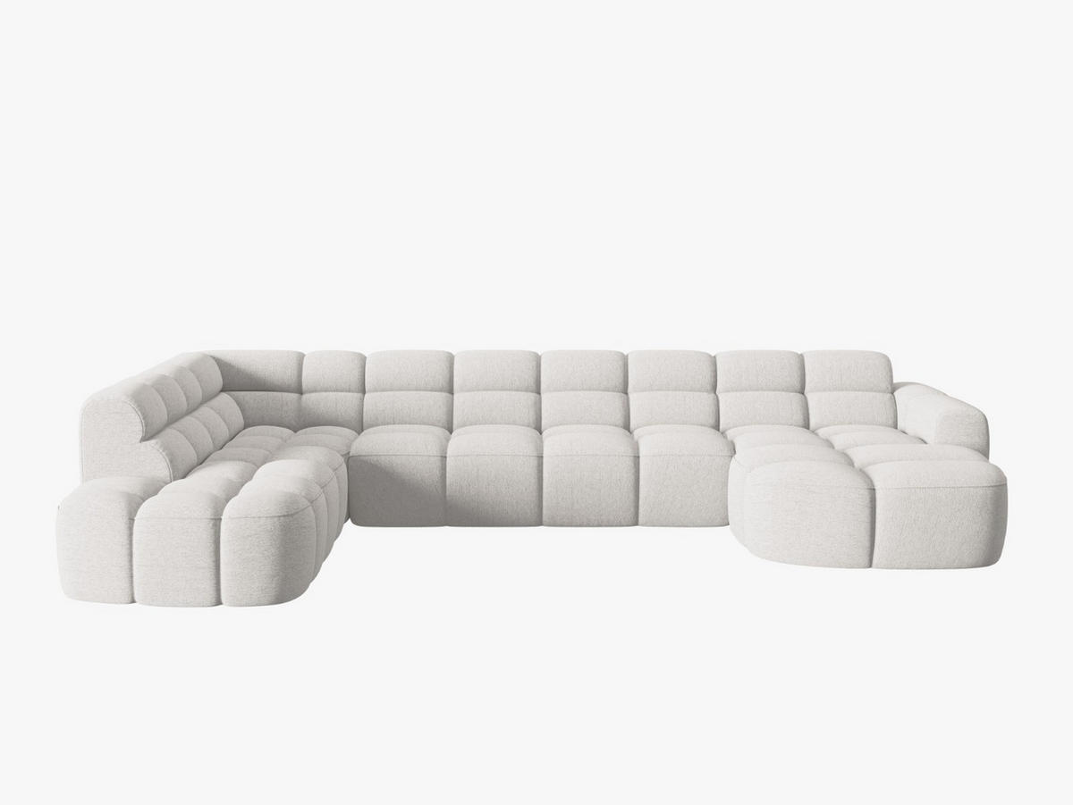 PANORAMASOFA links Lisa aus strukturiertem Stoff hellgrau 7 Sitzplätze - Hellgrau, Textil (234/77/387cm) - Micadoni