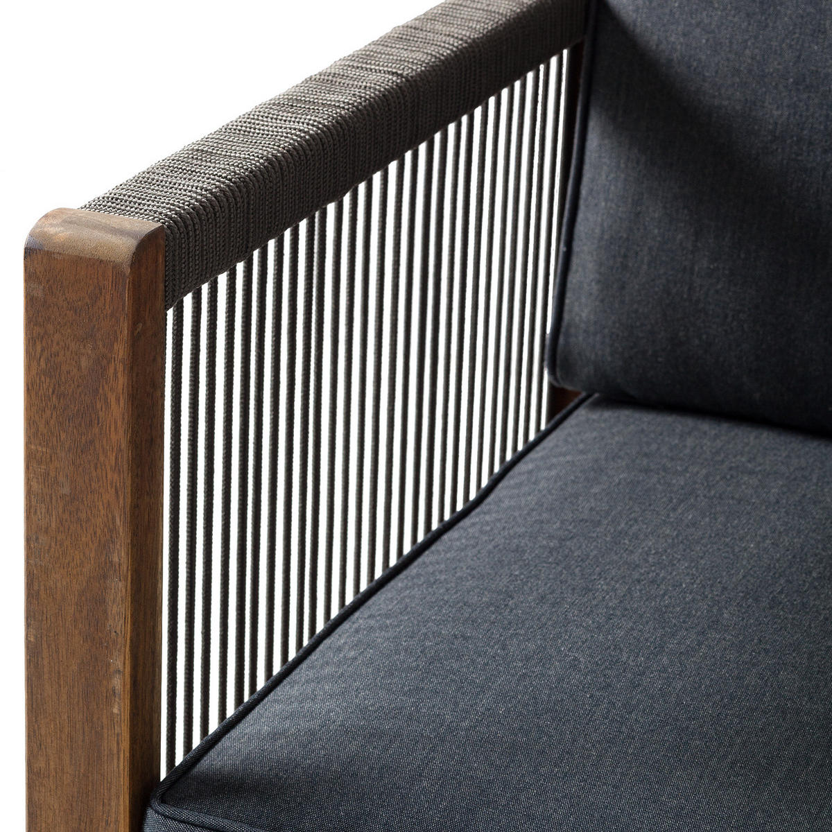 DININGSTUHL MIT ARMLEHNEN - Akazie massiv / Polyester - Braun / Grau - 2er-Set - Braun/Grau, Holz/Textil (62/86/66cm) - home24