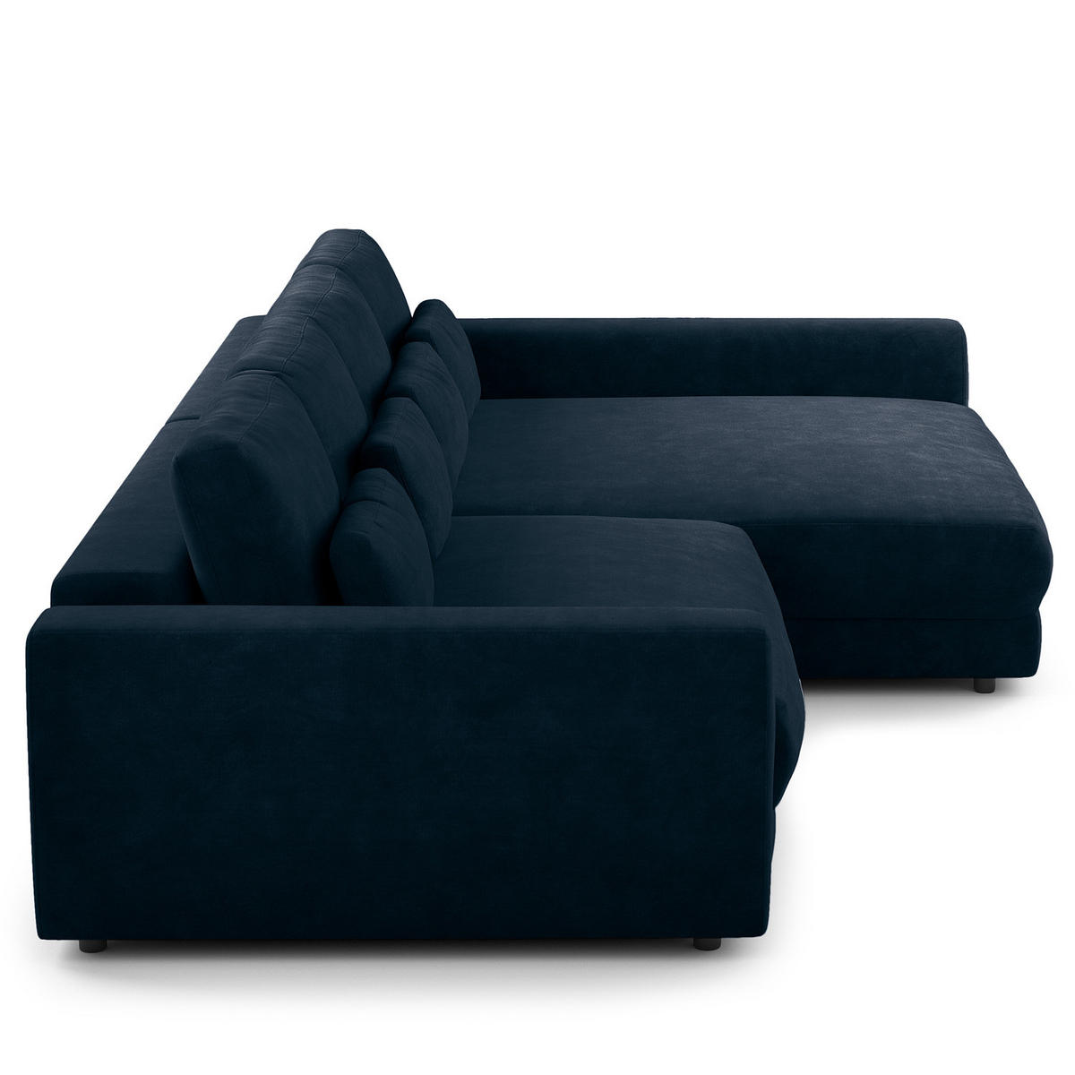ECKSOFA mit XXL-Longchair - Blau/Schwarz, Kunststoff/Textil (323/182cm) - home24