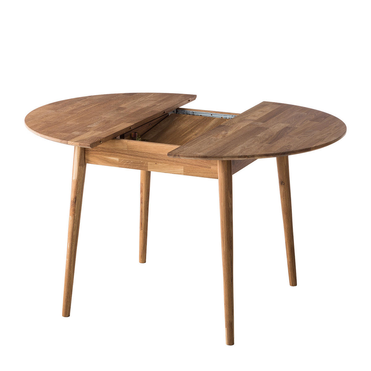 ESSTISCH mit Ausziehfunktion - Eiche massiv - Eichefarben, Holz (100/100/75cm) - home24