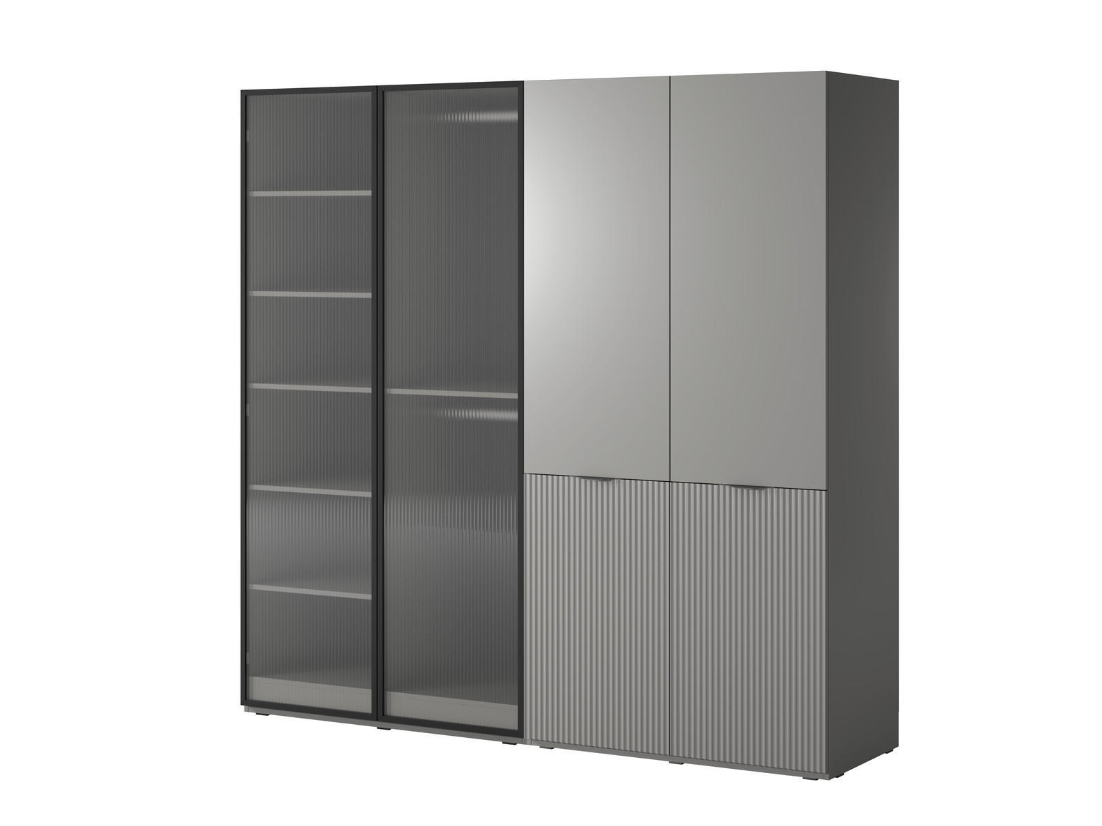 Ravio Kleiderschrank Grau 202x200x51 cm