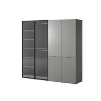 KLEIDERSCHRANK ZEN (Modular, Grau Matt, Grau & Geriffeltes Glas Flutes, 4-türig) - Schwarz/Grau, Holz/Holzwerkstoff (202/200/51cm) - Ravio