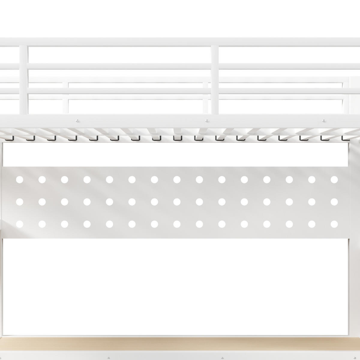 HOCHBETT 90/200 cm, Weiß mit Schubladen, Tisch, Steckdose und LED-Licht - Weiß, Metall (90/200cm) - MIVRAY