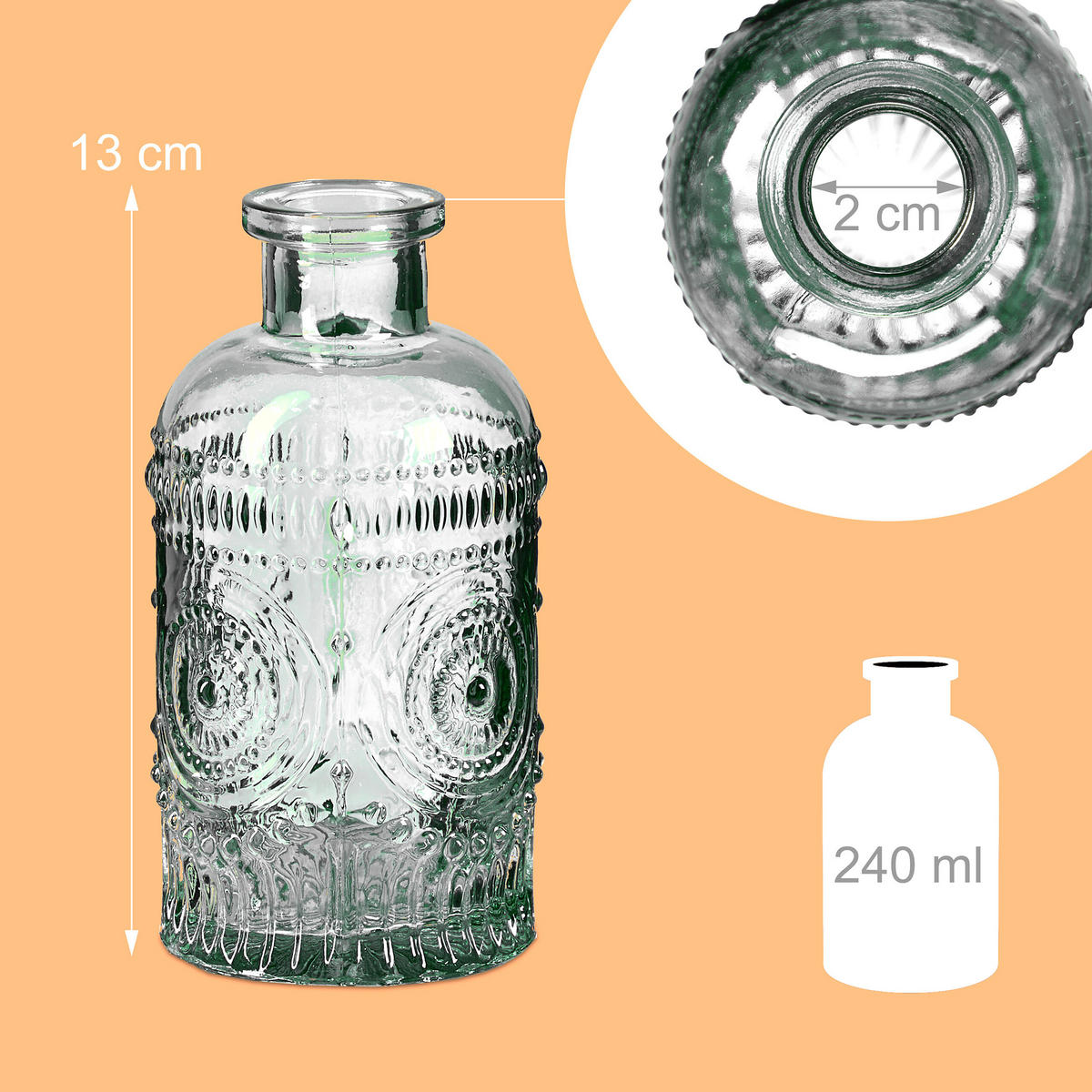 12xGLASVASE - Transparent, Glas (6/13cm) - Relaxdays