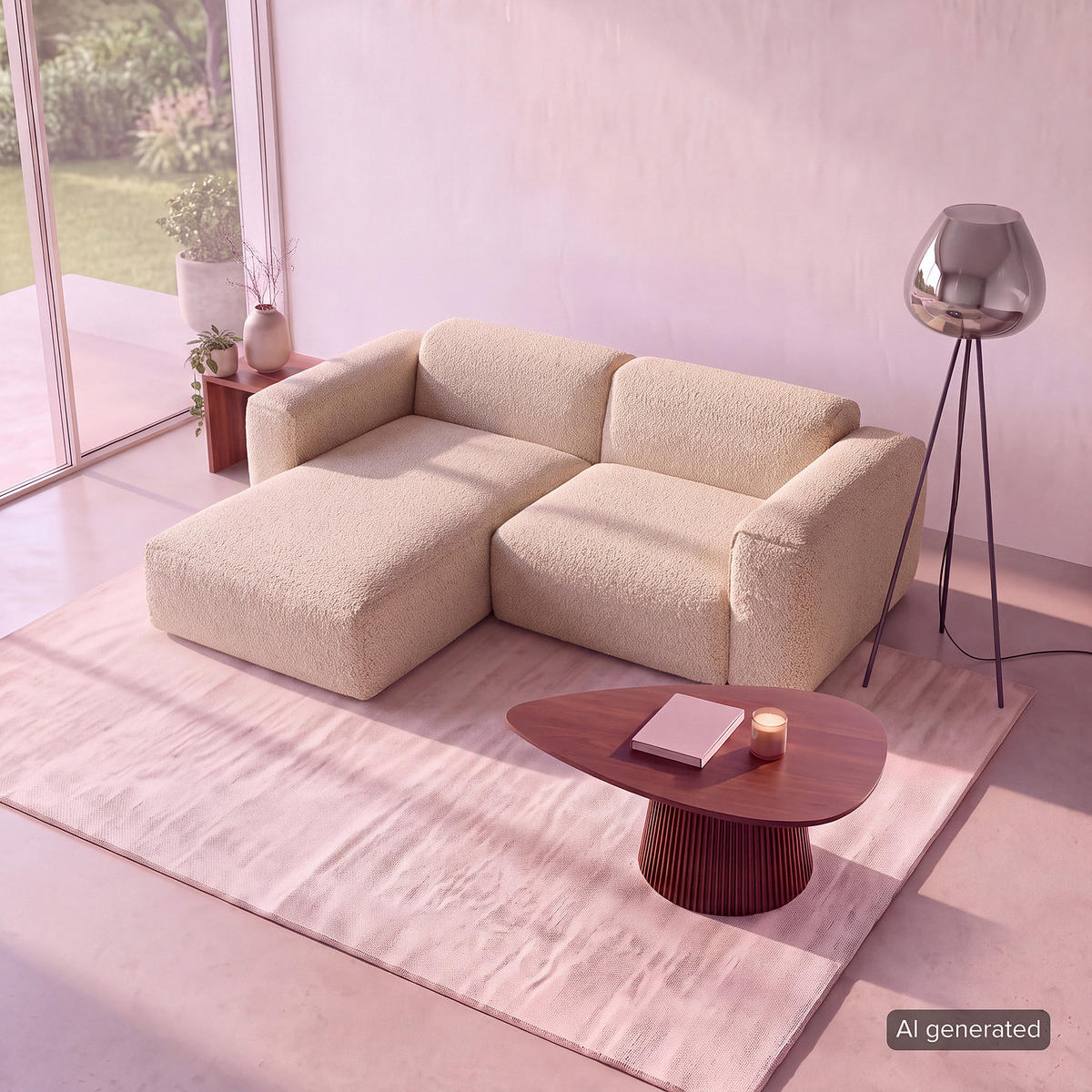 1,5-SITZER ECKSOFA mit Longchair - Beige/Schwarz, Kunststoff/Textil (260/173cm) - home24