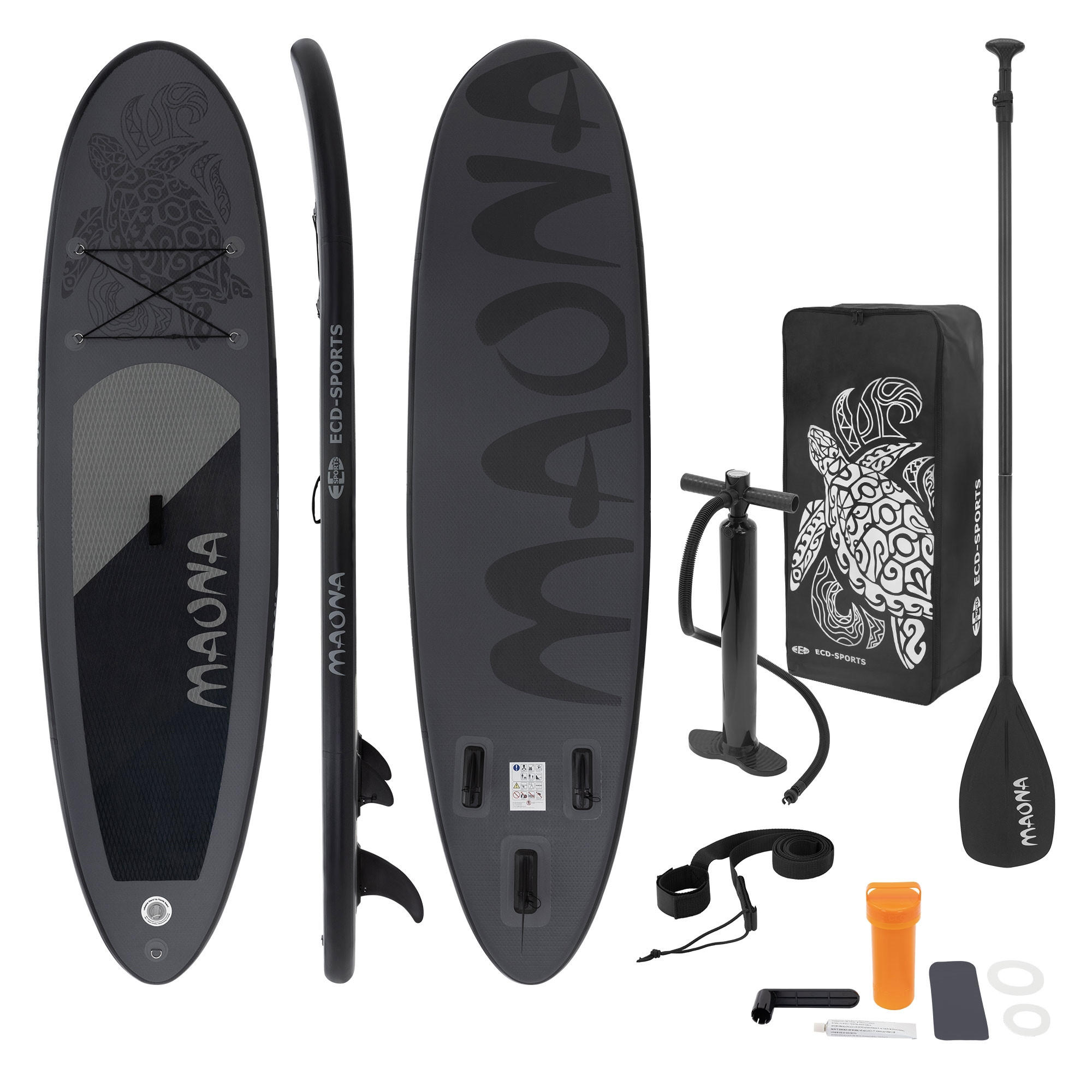 STAND UP PADDLE BOARD Maona Schwarz - Schwarz, Kunststoff (308/78/10cm) - ECD-Germany