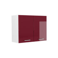 KÜCHENGLASSCHRANK R-Line, Rot Hochglanz/Weiß, 80 cm - Rot/Weiß, Holzwerkstoff (80/60/31cm) - Vicco