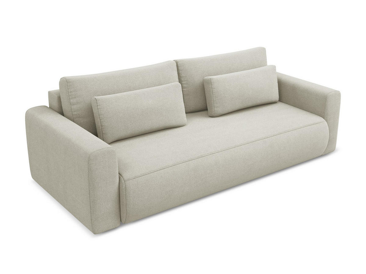 3-SITZER SOFA mit Schlaffunktion Strukturstoff Stoff Beige - Beige/Creme, Kunststoff/Textil (238/82/105cm) - Makamii