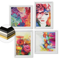 WANDBILDER 4er-Set - 50x50 cm & 40x60 cm Weißer Rahmen - Porträt von Blumen in intensiven Farben - Weiß, Kunststoff (50/50cm) - ArtPrintCave