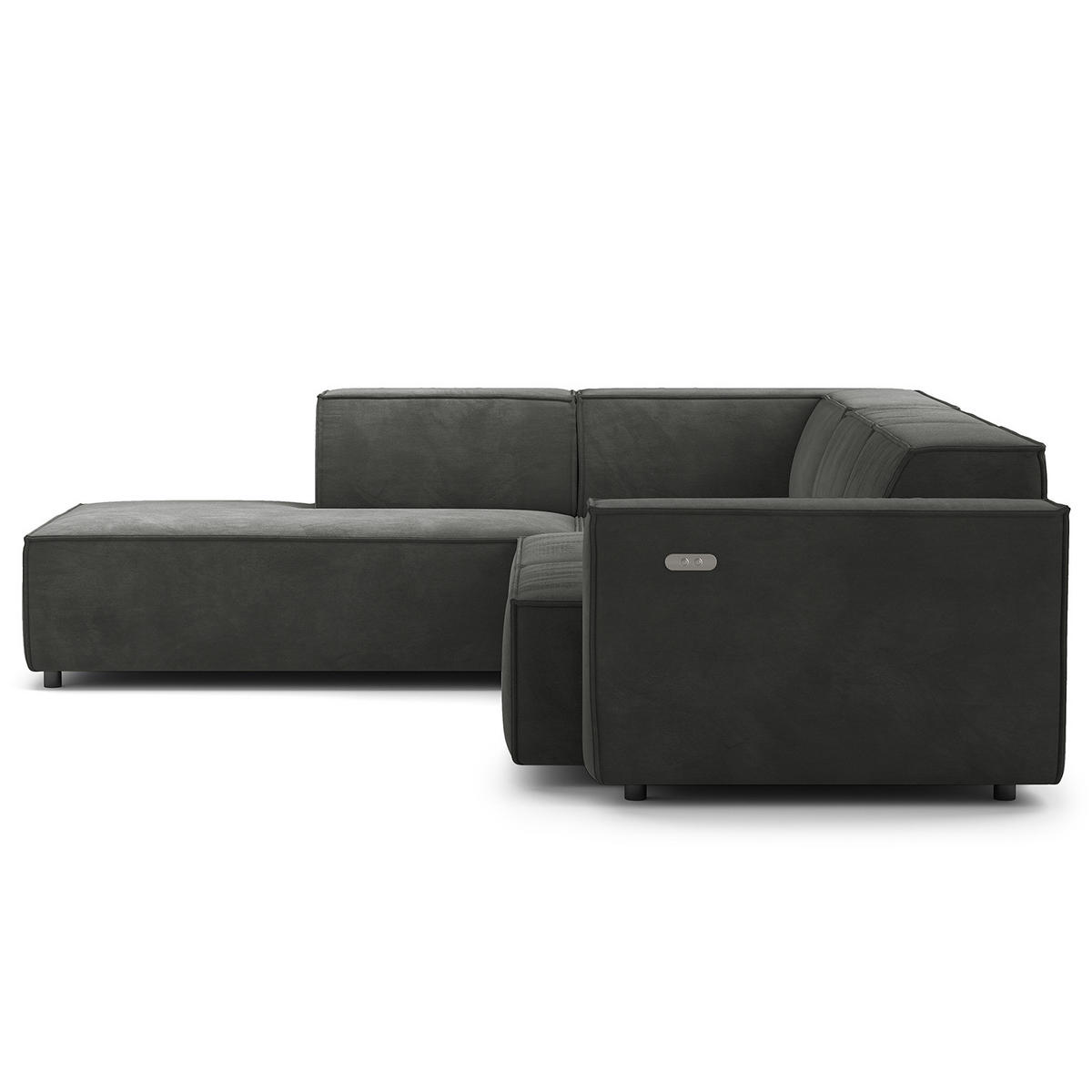 ECKSOFA mit Ottomane - Schwarz/Grau, Kunststoff/Textil (260/234cm) - home24